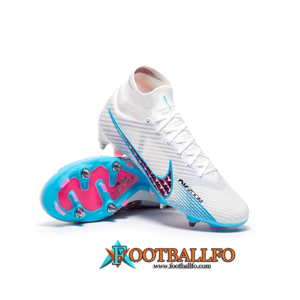 Nike Botas De Fútbol Air Zoom Mercurial Superfly IX Elite SG Blanco/Azul