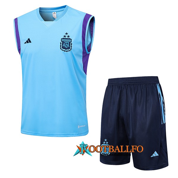Camiseta Entrenamiento sin mangas + Cortos Argentin Azul Claro 2023/2024