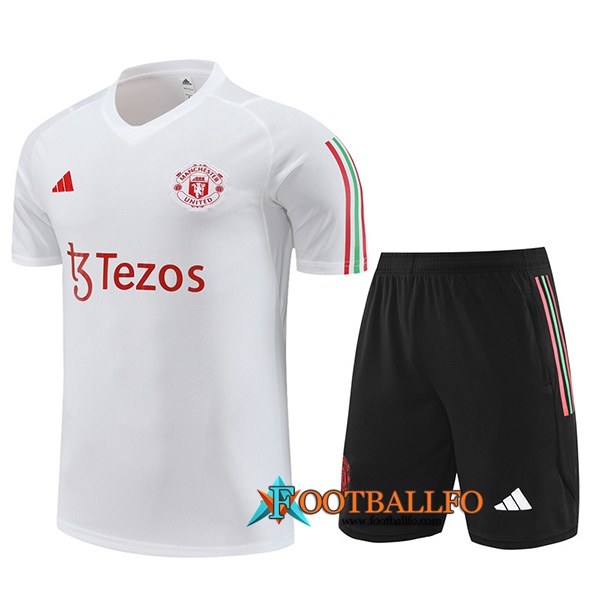 Camiseta Entrenamiento + Cortos Manchester United Blanco 2023/2024