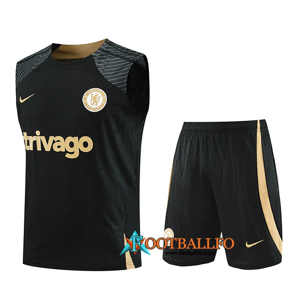 Camiseta Entrenamiento sin mangas + Cortos FC Chelsea Negro 2023/2024