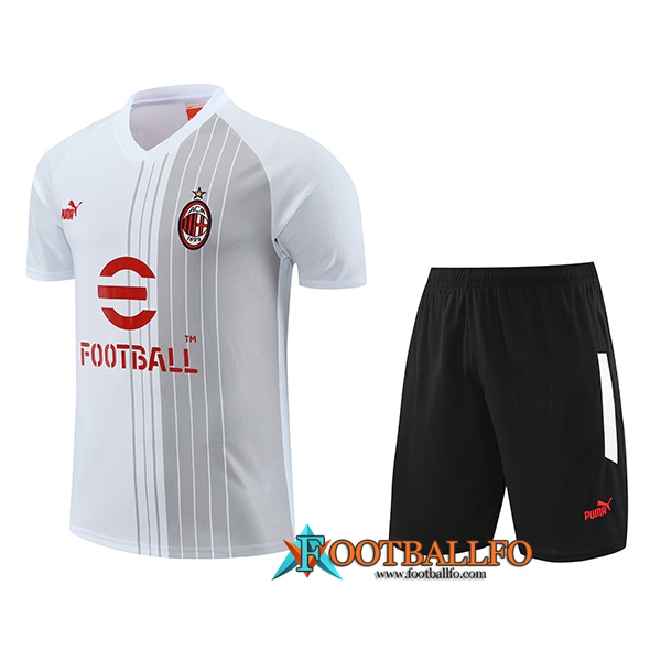 Camiseta Entrenamiento + Cortos AC Milan Blanco/Gris 2023/2024