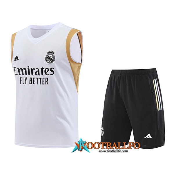 Camiseta Entrenamiento sin mangas+ Cortos Real Madrid Blanco 2023/2024