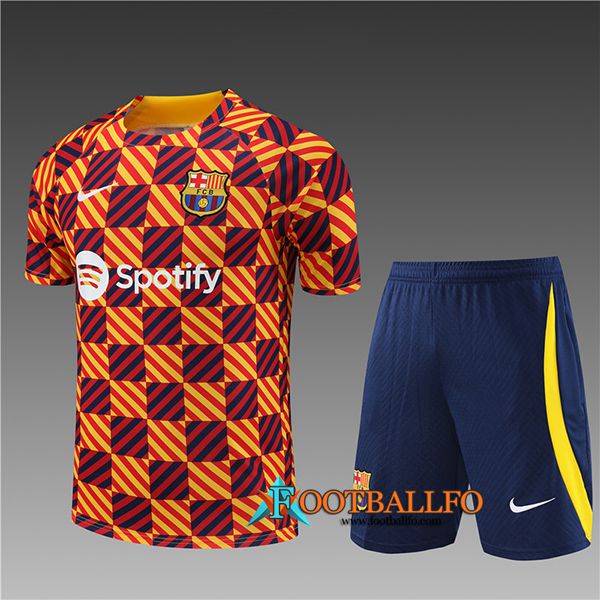 Camiseta Entrenamiento + Cortos Barcelone Ninos Amarillo 2023/2024