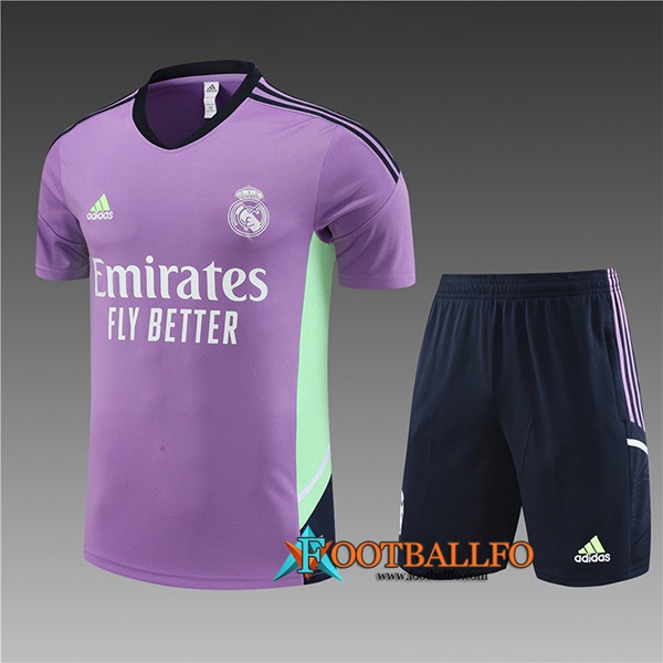 Camiseta Entrenamiento + Cortos Real Madrid Ninos Violeta 2023/2024