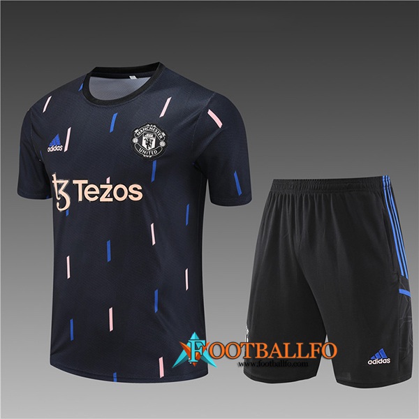 Camiseta Entrenamiento + Cortos Manchester United Ninos Negro 2023/2024