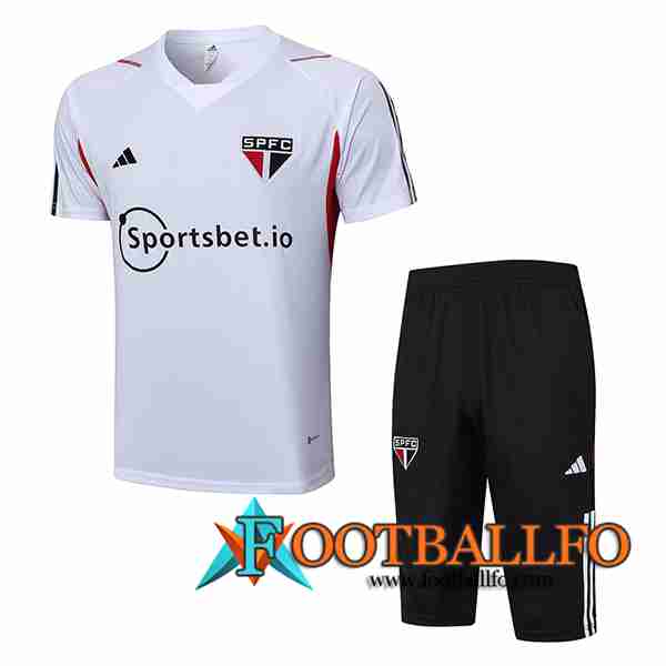 Camiseta Entrenamiento + Cortos Sao Paulo FC Blanco 2023/2024