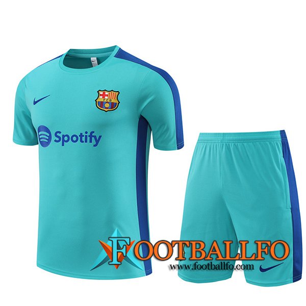 Camiseta Entrenamiento + Cortos FC Barcellona Azul Claro 2023/2024