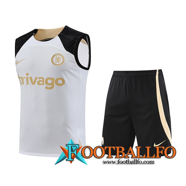 Camiseta Entrenamiento sin mangas + Cortos FC Chelsea Blanco 2023/2024 -02