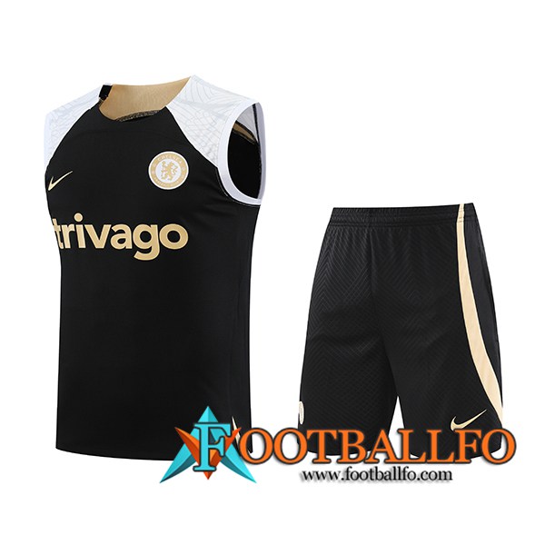 Camiseta Entrenamiento sin mangas + Cortos FC Chelsea Negro 2023/2024 -02