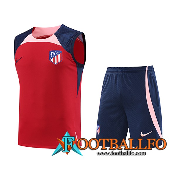 Camiseta Entrenamiento sin mangas + Cortos Atletico Madrid Rojo 2023/2024
