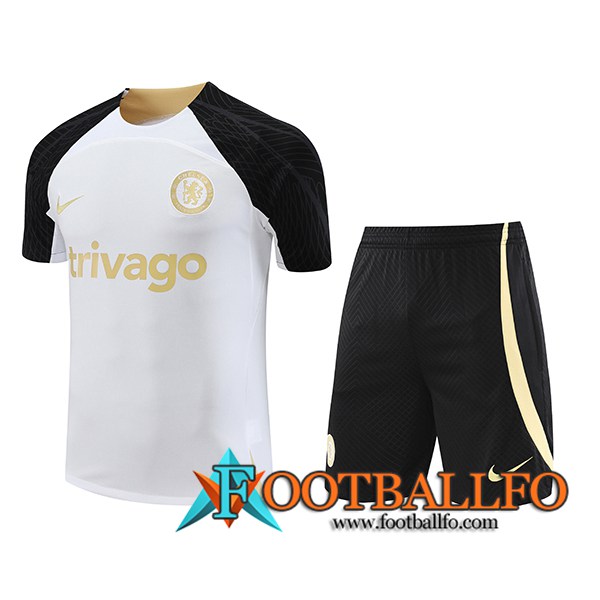 Camiseta Entrenamiento + Cortos FC Chelsea Blanco 2023/2024 -02