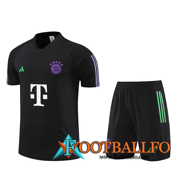 Camiseta Entrenamiento + Cortos Bayern Munich Negro 2023/2024 -02