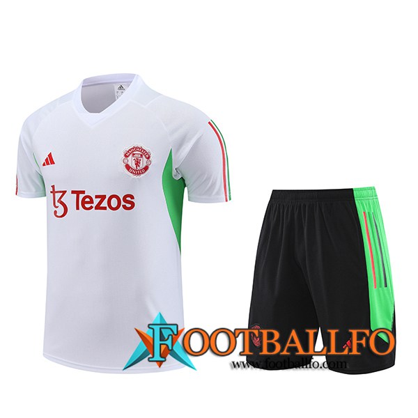 Camiseta Entrenamiento + Cortos Manchester United Blanco 2023/2024 -02