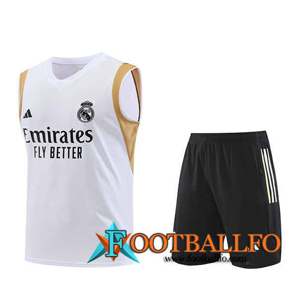 Camiseta Entrenamiento sin mangas + Cortos Real Madrid Blanco 2023/2024 -02
