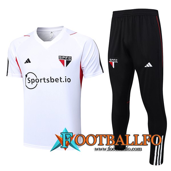 Camiseta Entrenamiento + Pantalones Sao Paulo FC Blanco 2023/2024