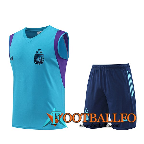 Camiseta Entrenamiento sin mangas + Cortos Argentin Azul Claro 2023/2024 -02