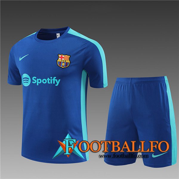 Camiseta Entrenamiento + Cortos Barcellona Ninos Azul 2023/2024