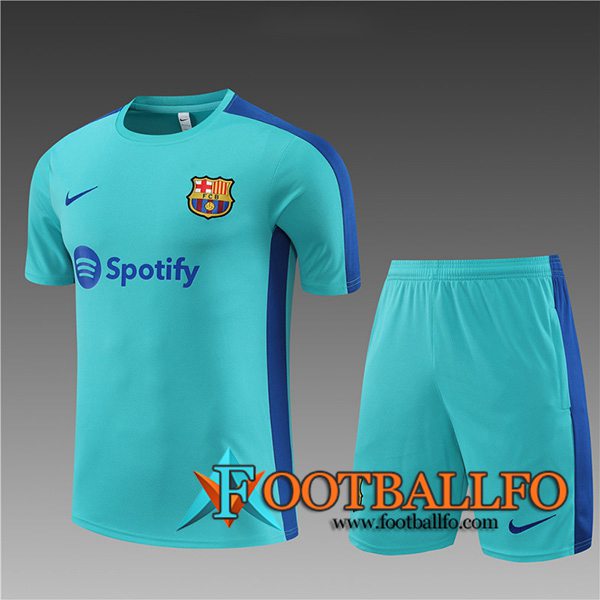Camiseta Entrenamiento + Cortos Barcellona Ninos Azul Claro 2023/2024