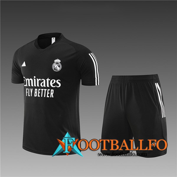 Camiseta Entrenamiento + Cortos Real Madrid Ninos Negro 2023/2024