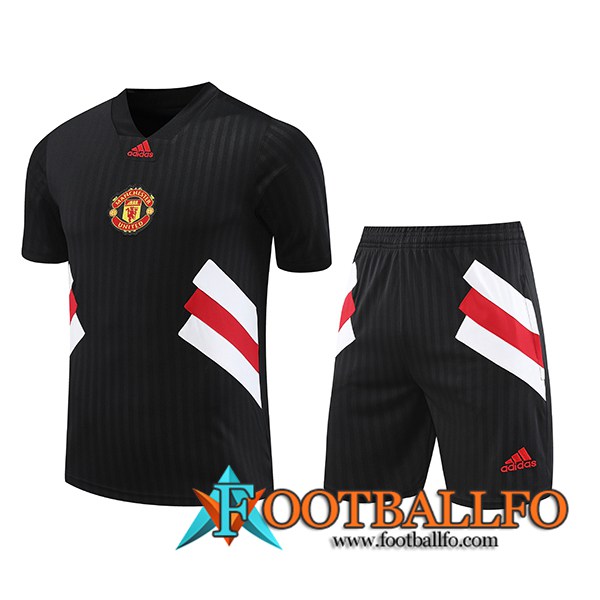 Camiseta Entrenamiento + Cortos Manchester United Negro 2023/2024 -02