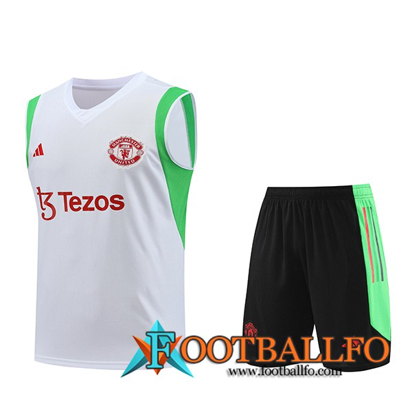 Camiseta Entrenamiento sin mangas + Cortos Manchester United Blanco 2023/2024