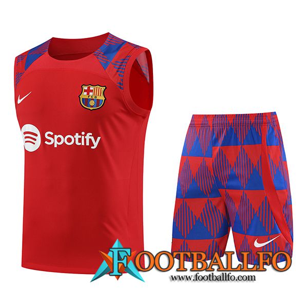 Camiseta Entrenamiento sin mangas + Cortos FC Barcelona Rojo 2023/2024