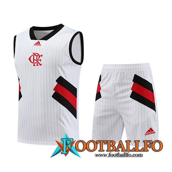 Camiseta Entrenamiento sin mangas + Cortos Flamengo Blanco 2023/2024 -02