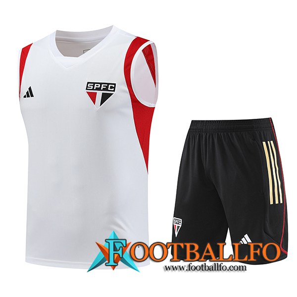 Camiseta Entrenamiento sin mangas + Cortos Sao Paulo FC Blanco 2023/2024