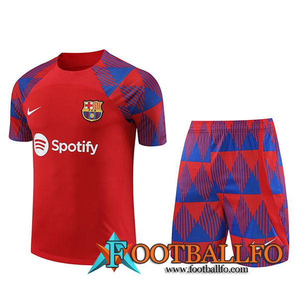Camiseta Entrenamiento + Cortos FC Barcelona Rojo 2023/2024 -02