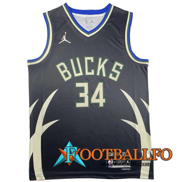 Camisetas Milwaukee Bucks (ANTETOKOUNMPO #34) 2023/24 Negro