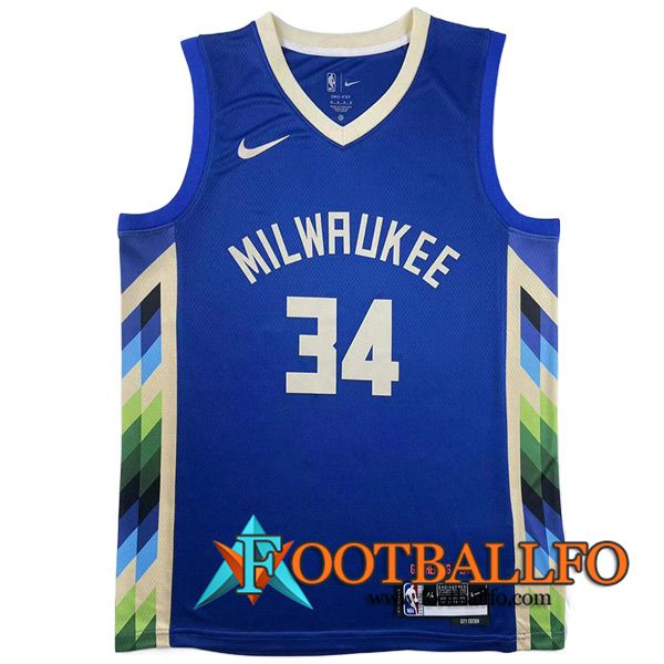 Camisetas Milwaukee Bucks (ANTETOKOUNMPO #34) 2023/24 Azul