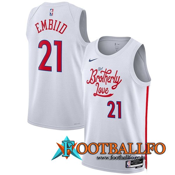 Camisetas Philadelphia 76ers (EMBIID #21) 2023/24 Blanco