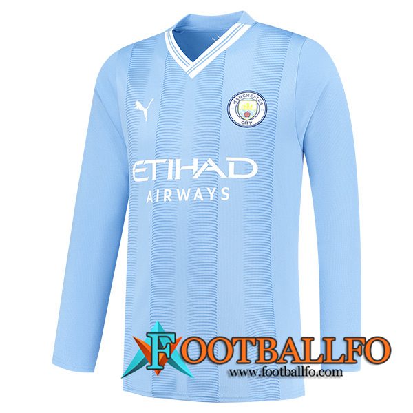 Nueva Camisetas De Futbol Manchester City Primera Manga Larga 2023/2024