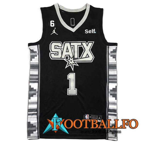 Camisetas San Antonio Spurs (WEMBANYAMA #1) 2023/24 Negro -02