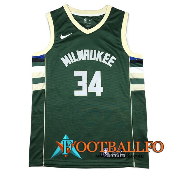 Camisetas Milwaukee Bucks (ANTETOKOUNMPO #34) 2023/24 Verde