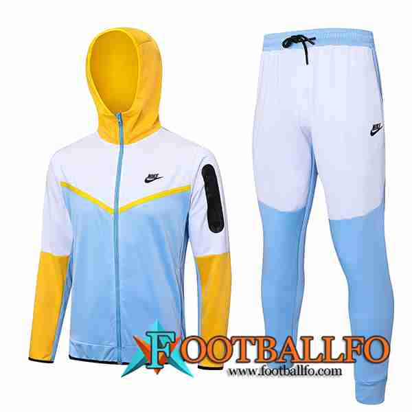 Chaqueta Con Capucha Chandal Rompevientos Chaqueta Nike Azul/Blanco/Amarillo 2023/2024