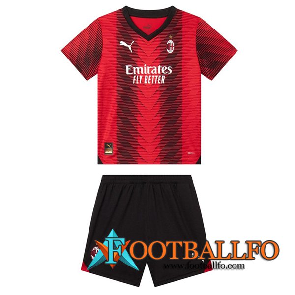 Nueva Camisetas De Futbol AC Milan Ninos Primera 2023/2024