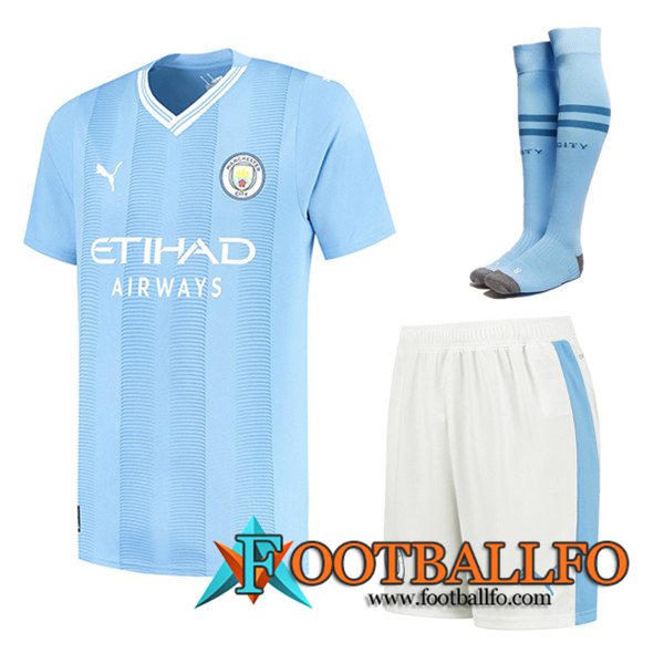 Camisetas Futbol Manchester City Primera (Cortos + Calcetines) 2023/2024