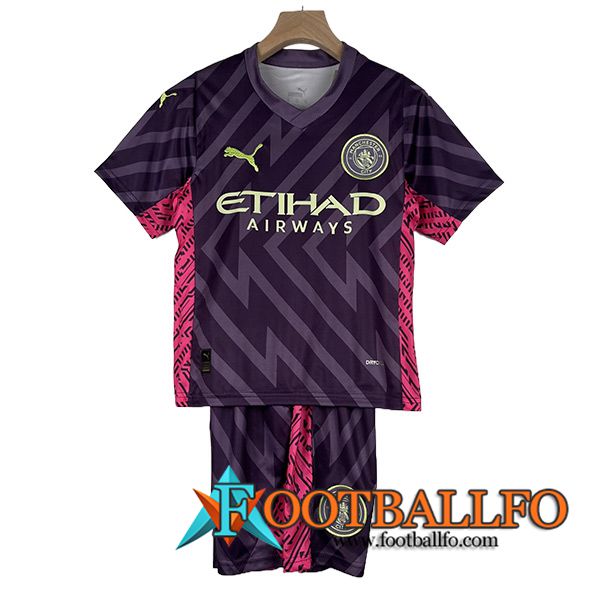 Camisetas De Futbol Manchester City Ninos Portero Violeta 2023/2024