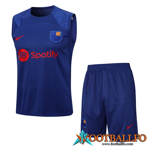 Camiseta Entrenamiento sin mangas + Cortos FC Barcellona Azul 2023/2024 -02