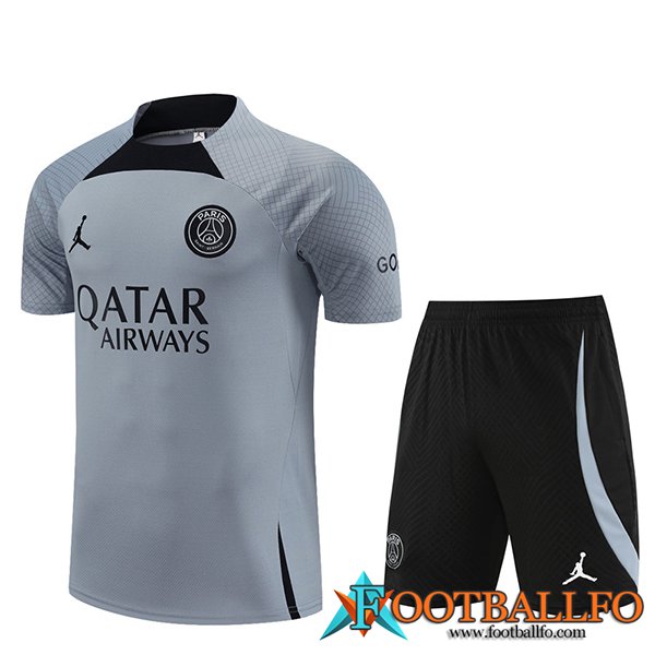 Camiseta Entrenamiento + Cortos Jordan PSG Gris Claro 2023/2024