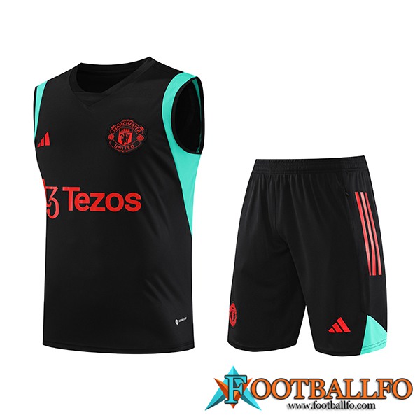 Camiseta Entrenamiento sin mangas + Cortos Manchester United Negro 2023/2024 -04