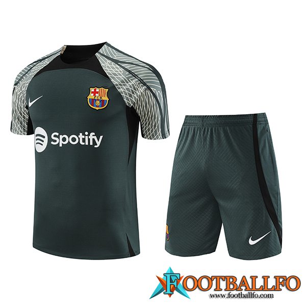 Camiseta Entrenamiento + Cortos Jordan FC Barcellona Verde 2023/2024 -02