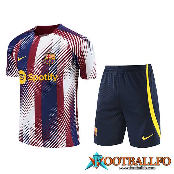 Camiseta Entrenamiento + Cortos Jordan FC Barcellona Azul/Blanco/Rojo 2023/2024