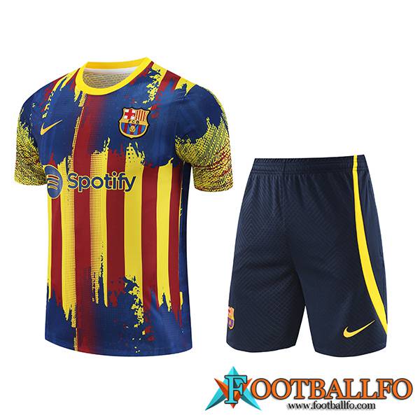 Camiseta Entrenamiento + Cortos Jordan FC Barcellona Rojo/Amarillo/Azul 2023/2024