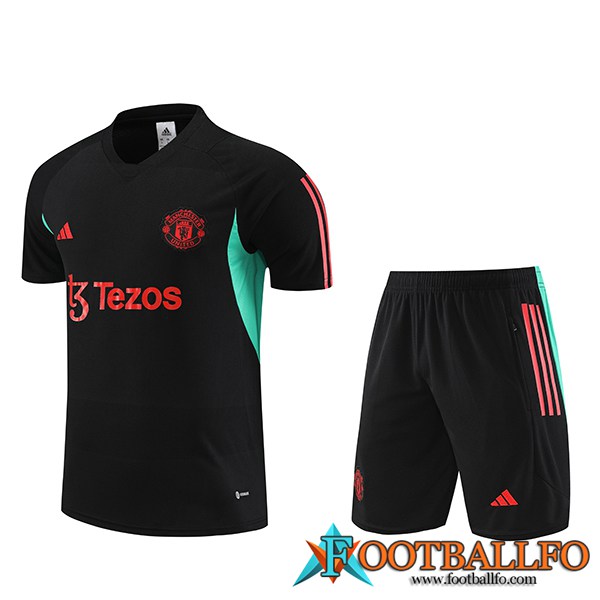 Camiseta Entrenamiento + Cortos Manchester United Negro 2023/2024 -03