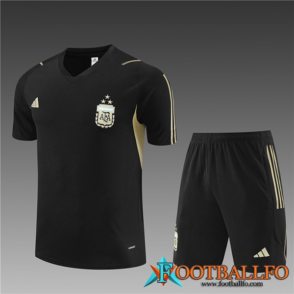 Camiseta Entrenamiento + Cortos Argentina Ninos Negro 2023/2024