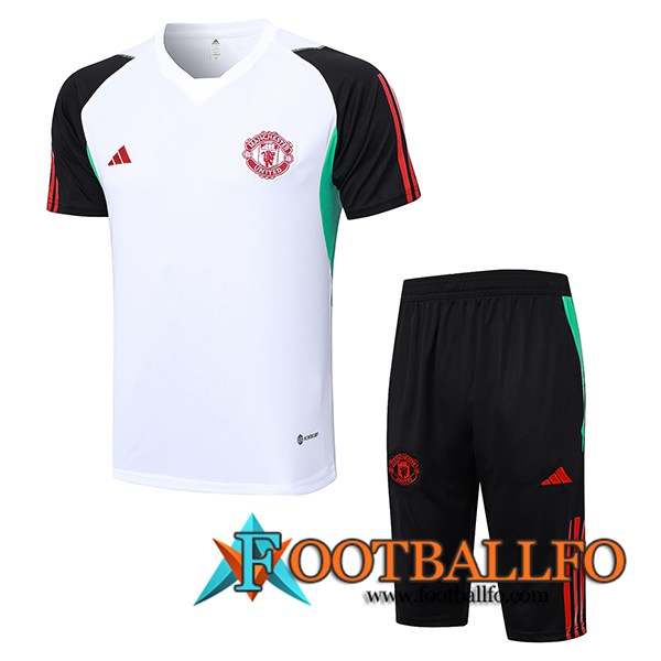 Camiseta Entrenamiento + Cortos Manchester United Blanco 2023/2024 -03
