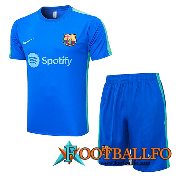 Camiseta Entrenamiento + Cortos FC Barcellona Azul 2023/2024 -02