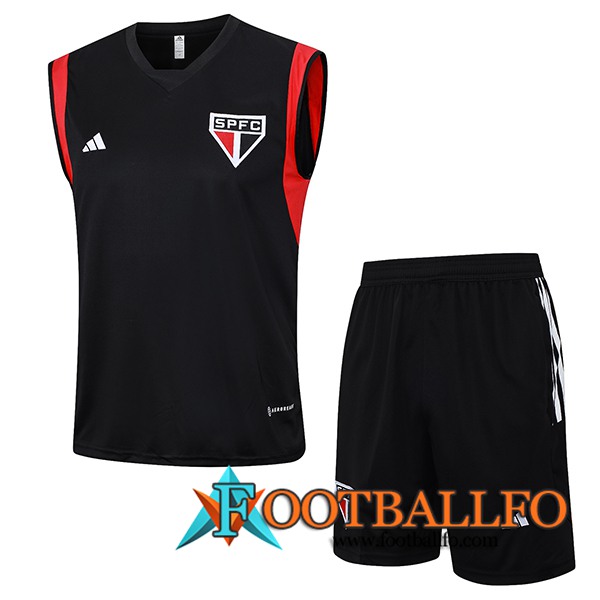 Camiseta Entrenamiento sin mangas + Cortos Sao Paulo FC Negro 2023/2024 -02